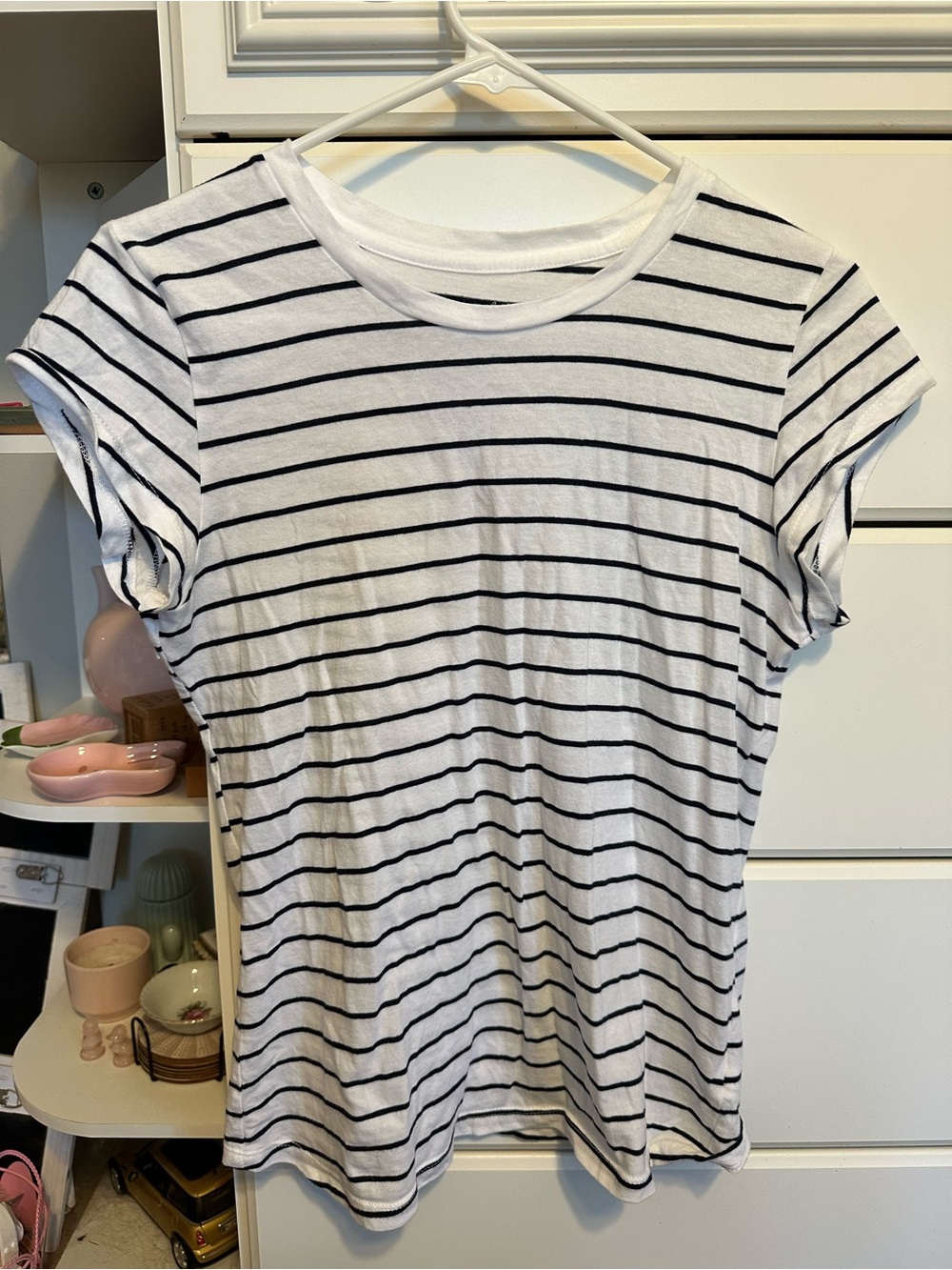 Universal Thread White Tee with Black Stripes